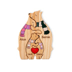 Famille d’Ours en Bois Personnalisée - Cadeau Unique avec Noms Gravés